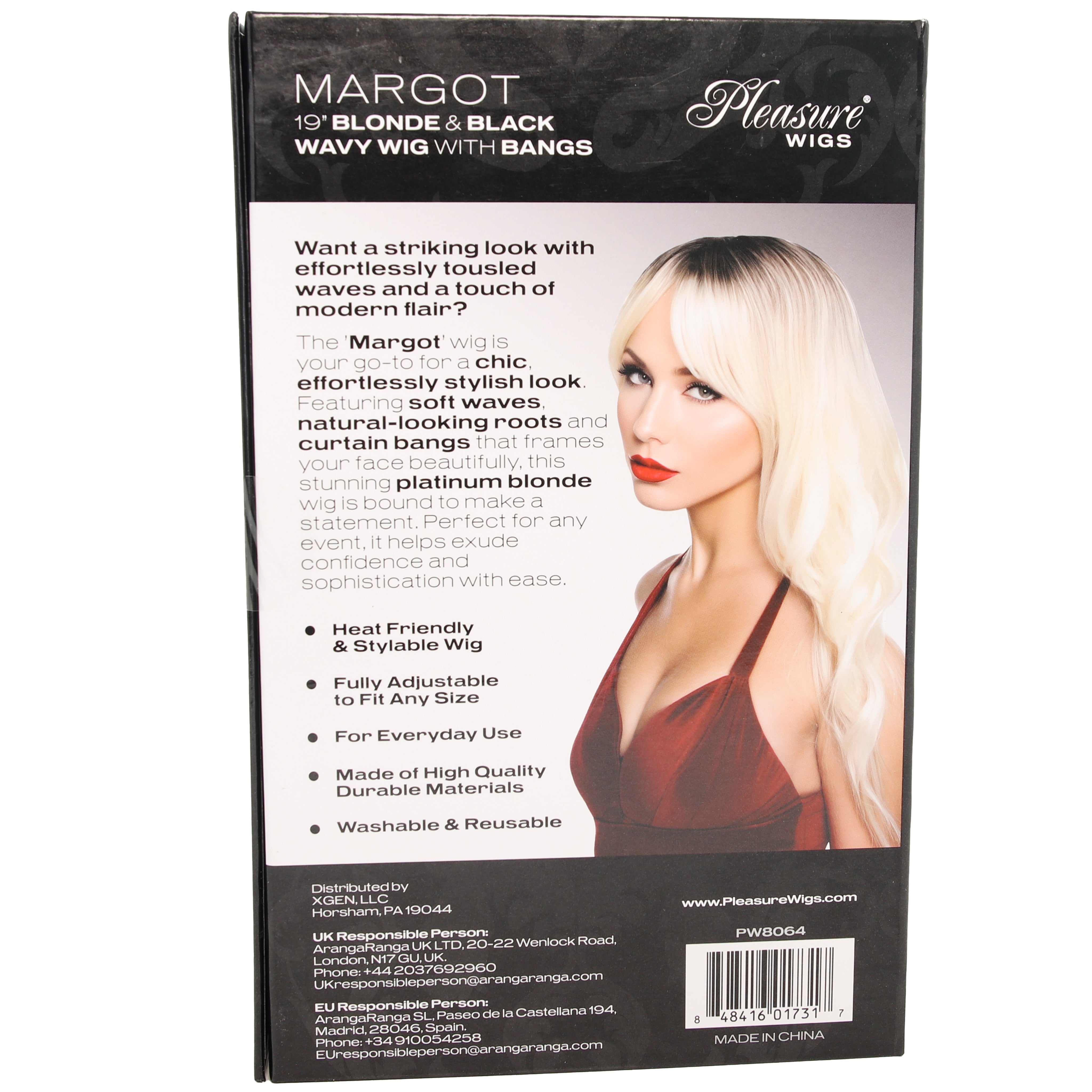 Margot Wavy Wig with Bangs in Platinum Blonde & Black