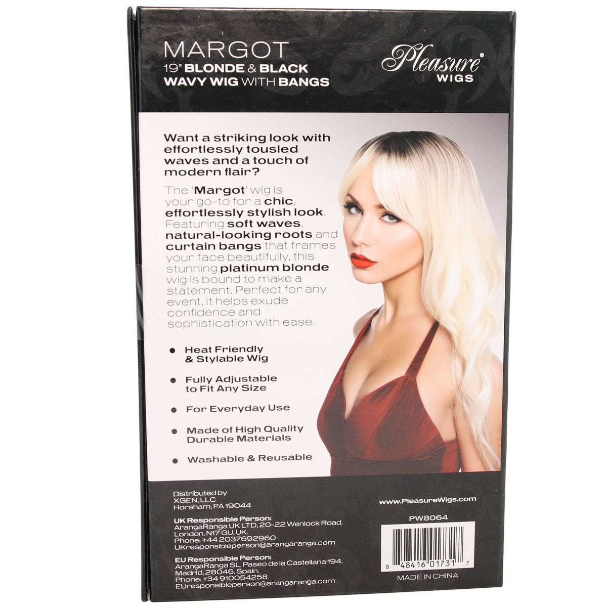 Margot Wavy Wig with Bangs in Platinum Blonde & Black