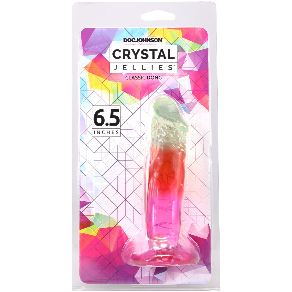 Crystal Jellies 6.5 Inch Classic Dildo in Rainbow