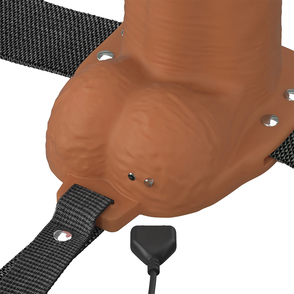 Fantasy X-tensions 7 Inch Hollow Strap-On Vibe in Brown