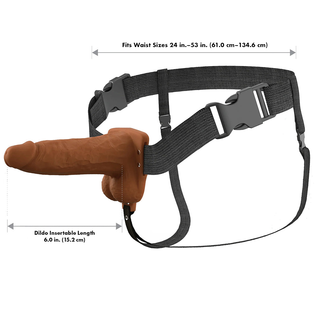 Fantasy X-tensions 6 Inch Hollow Strap-On Vibe in Brown