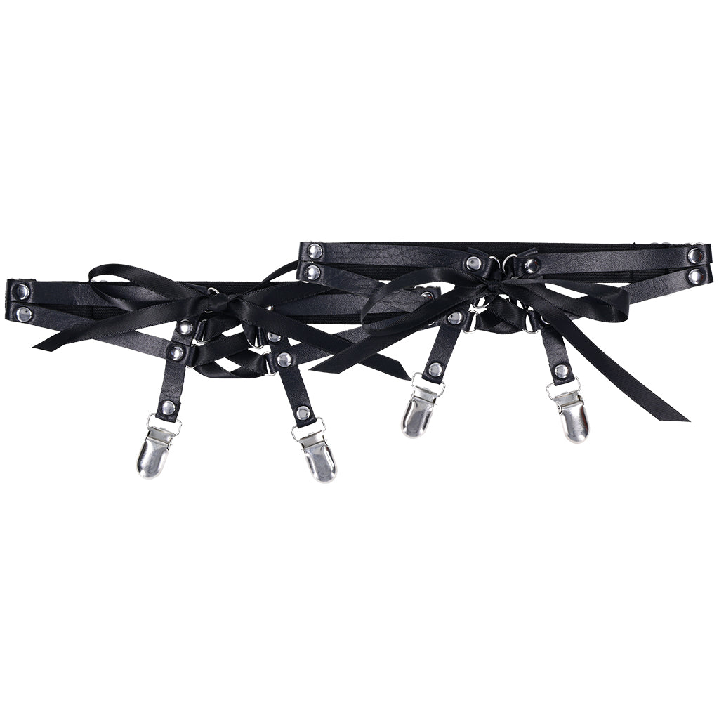 Sex & Mischief Laced Garters | Seductive Faux Leather Thigh Harness
