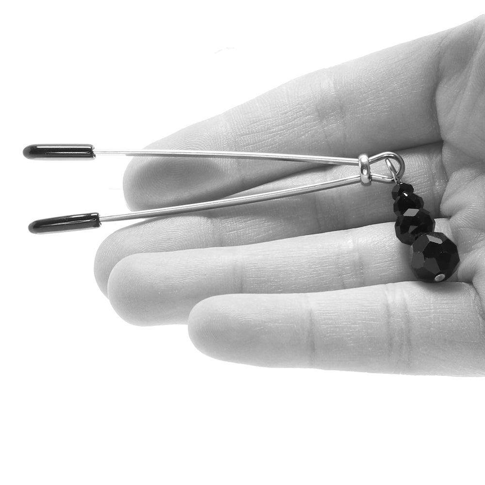 Lux Fetish Opulent Adjustable Beaded Nipple Clamps | Crystal Embellished Tweezer Teasers