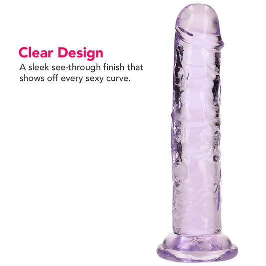 RealRock Crystal Clear Jelly 6 Inch Dildo in Purple