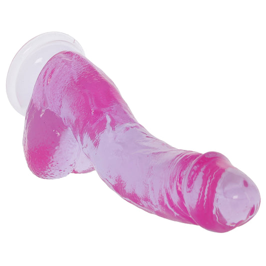 Crystal Jellies 7 Inch Curved Ballsy Dildo in Purple
