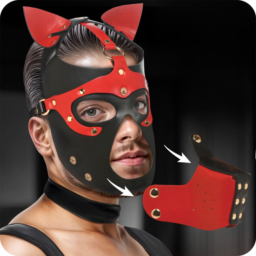 Master Series Luxe Vegan Leather Hound Hood with Detachable Muzzle