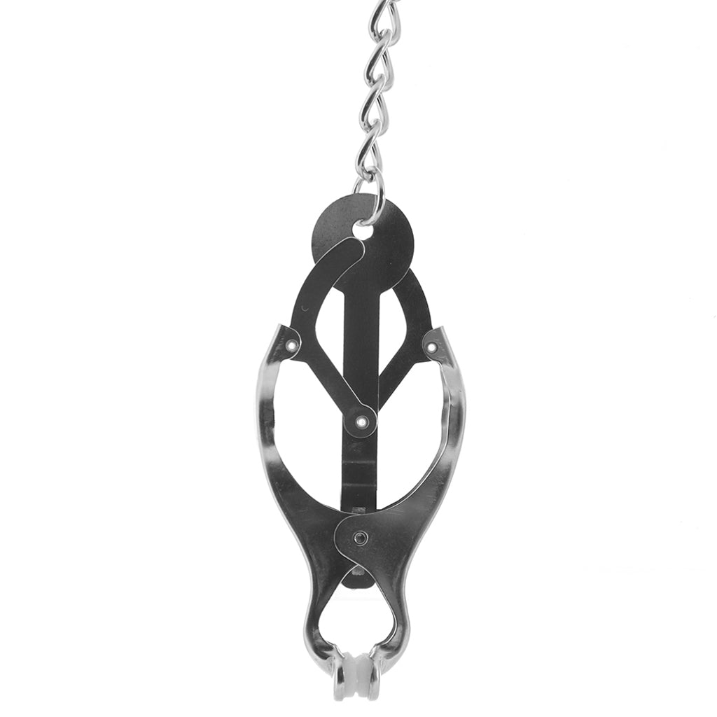 Lux Fetish Japanese Clover Nipple Clips – Opulent Golden Chain for Intense Pleasure
