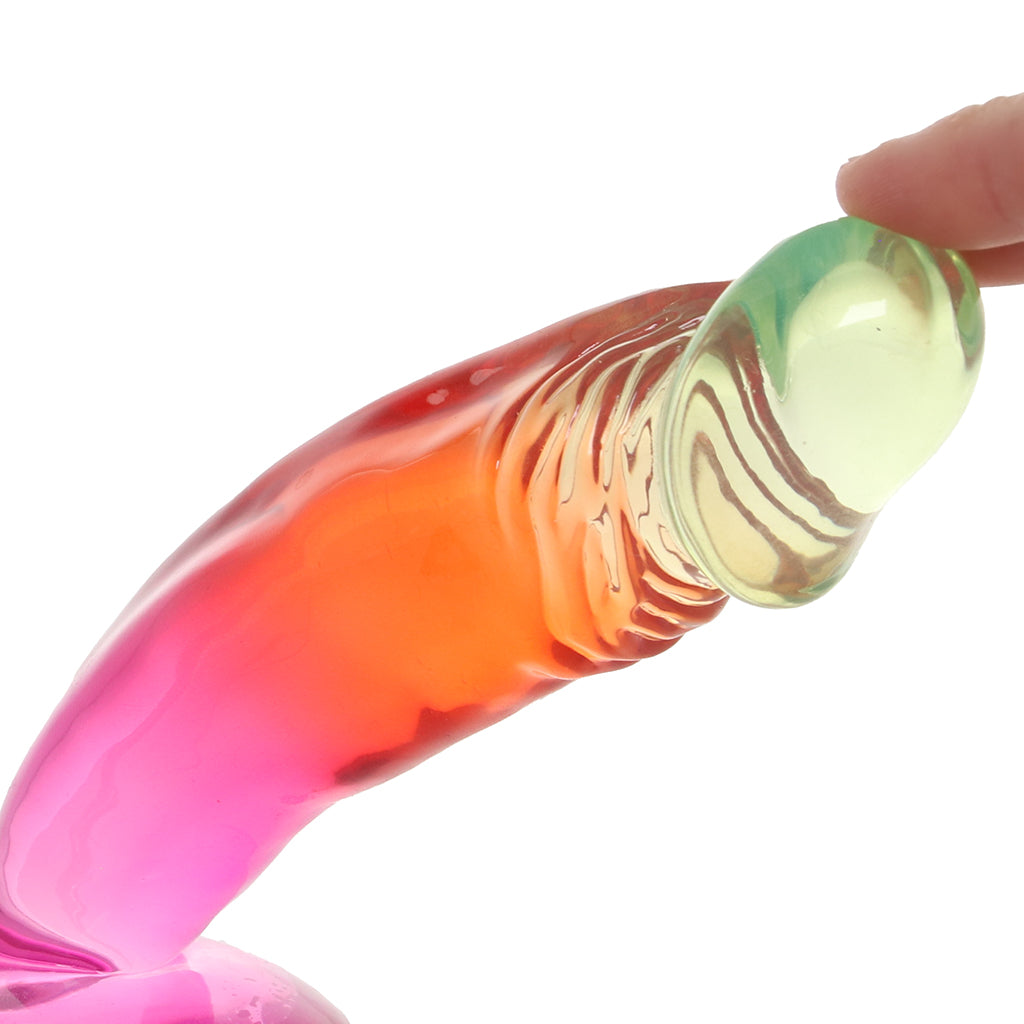 Crystal Jellies 6.5 Inch Classic Dildo in Rainbow