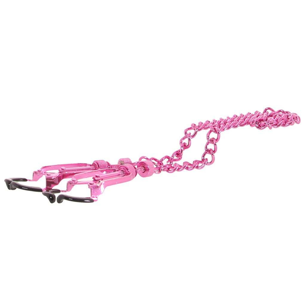 Ouch! Helix Pink Nipple Clamps: Adjustable Steel & Rubber Teasers for Exquisite Sensation