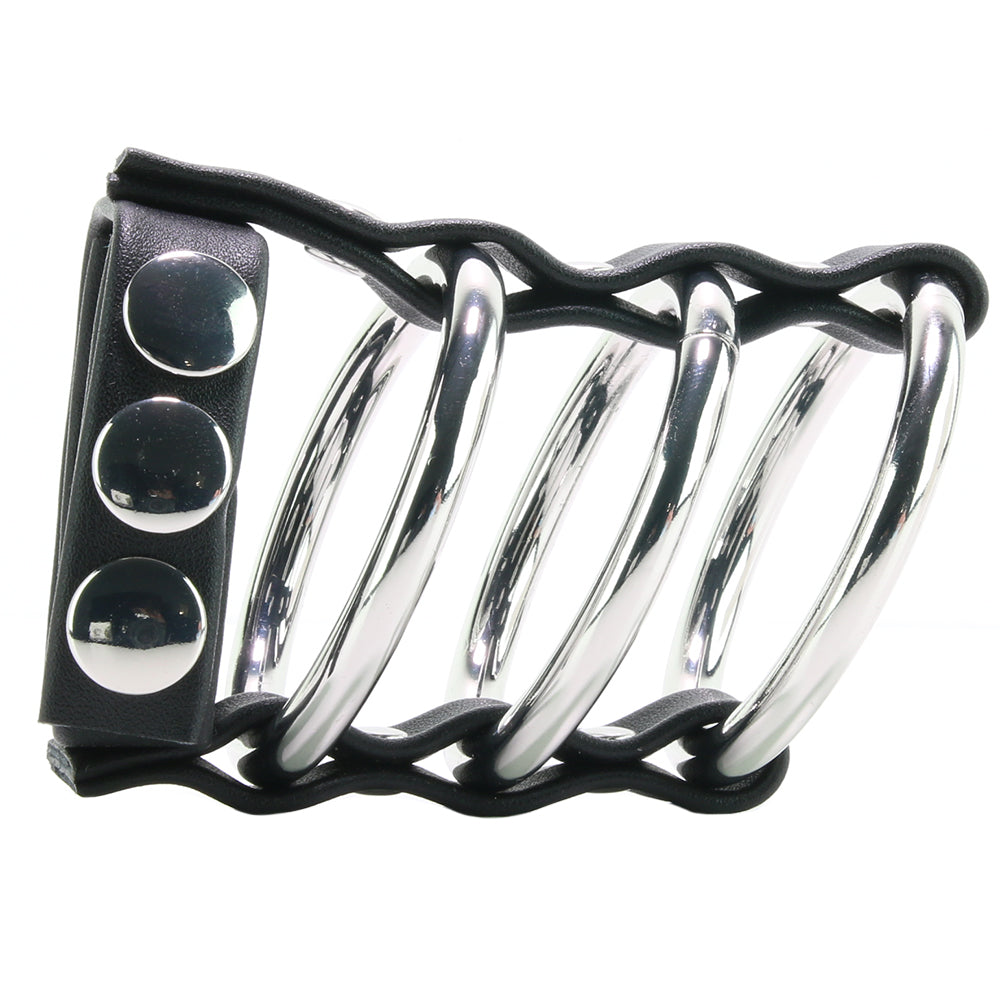 Blue Line Triple Metal C-Ring: Command Pleasure, Control Climax with Adjustable Ball Strap