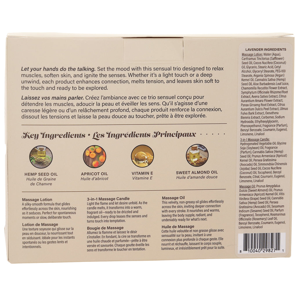 Hemp Seed Tranquility Trio Massage Kit in Lavender