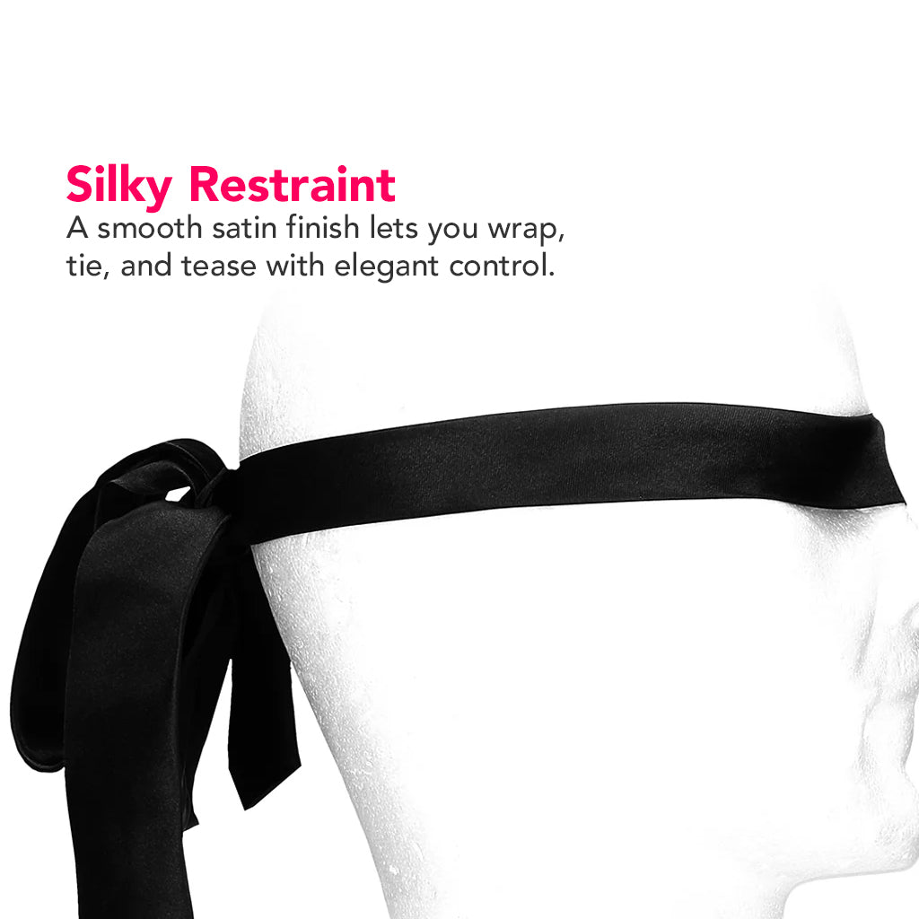 Ouch! Deluxe Black & White Satin Bondage Tie - Versatile Restraint & Seductive Accessory