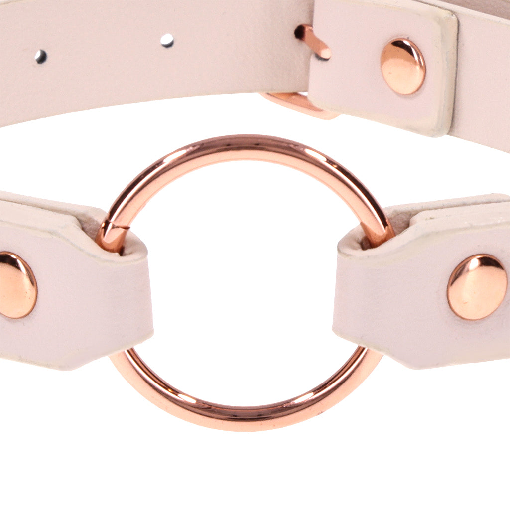 Sex & Mischief Peaches 'n CreaMe Day Collar | Rose Gold Rings, Faux Leather Fetish Fashion