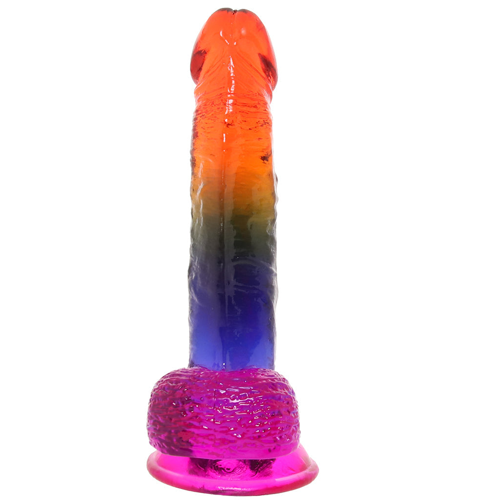Crystal Jellies 8.5 Inch Cock & Balls Dildo in Rainbow