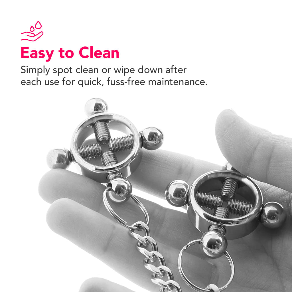 CalExotics Exquisite Nipple Grips 4-Point Press & Chain - Deep Sensations & Temperature Play