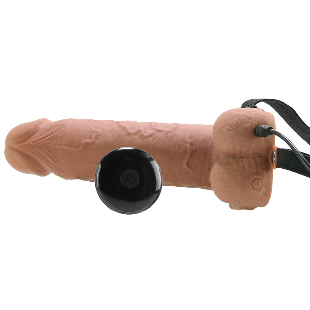 Fetish Fantasy Series 7 Inch Hollow Vibrating Strap-On with Remote in Tan - Vibrators - HoneyHugs Canada (View 3)