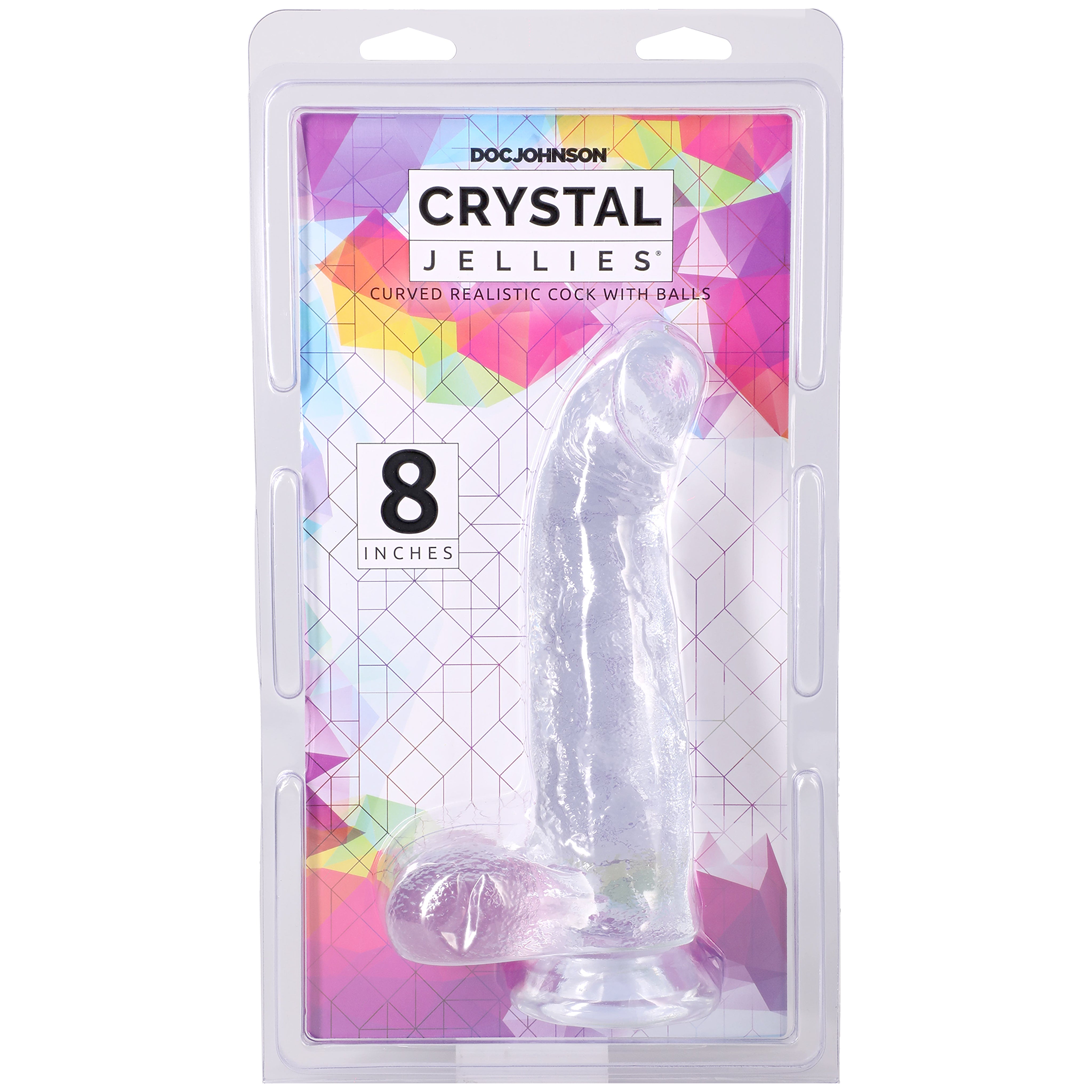 Crystal Jellies 8-Inch Curved Ballsy Dildo | Realistic TPE for Targeted G-Spot & Prostate Pleasure
