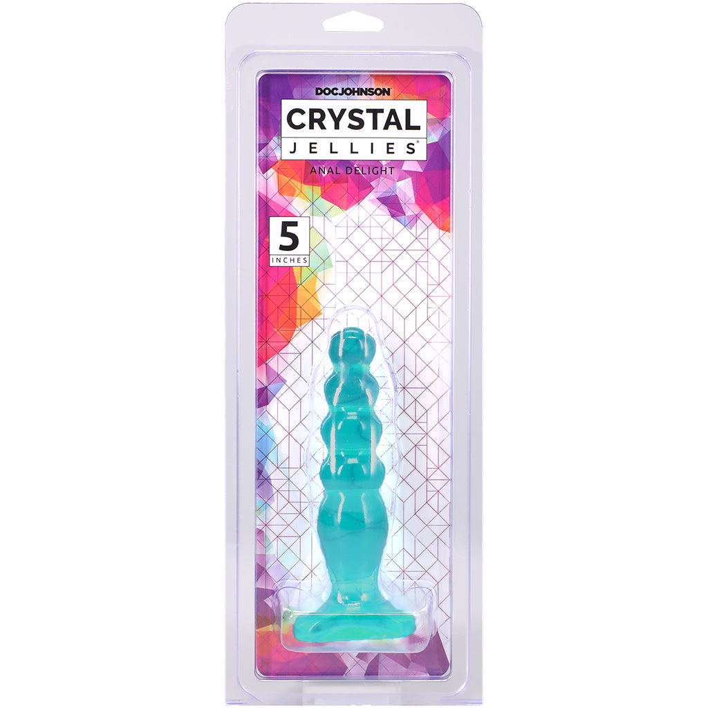 Crystal Jellies Beaded Anal Delight Dildo in Teal