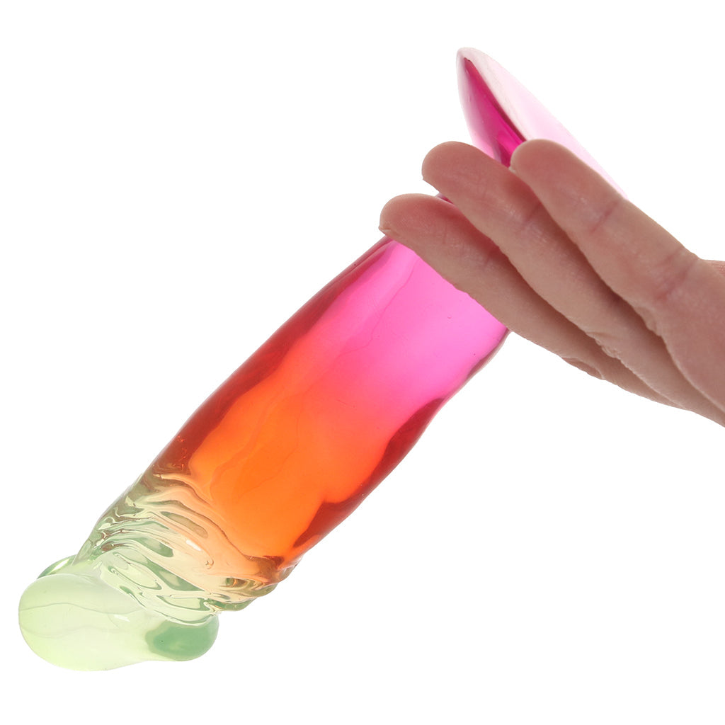 Crystal Jellies 6.5 Inch Classic Dildo in Rainbow