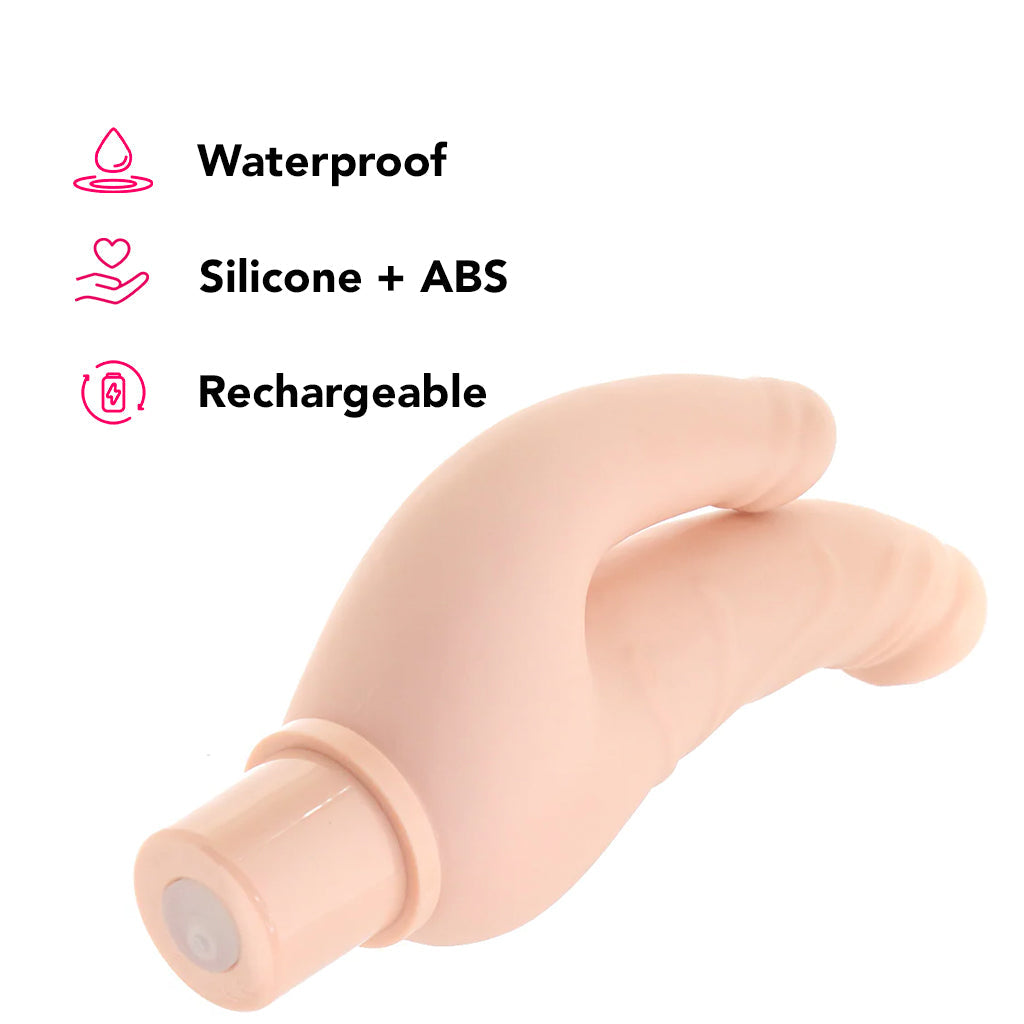Power Stud Rechargeable Over & Under Vibe in White