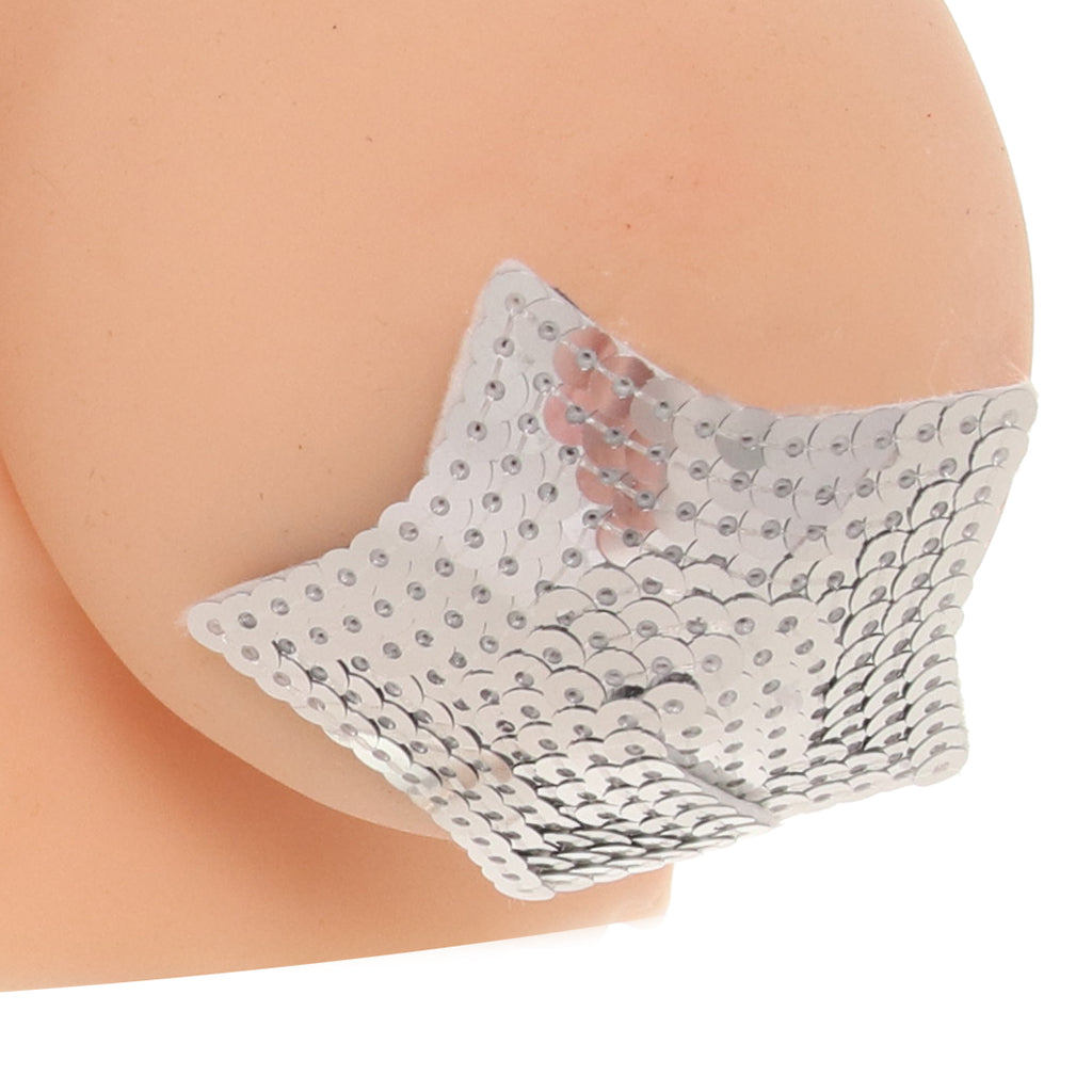 Nipple Couture Silver Sequin Star Covers: Dazzling Reusable Pasties