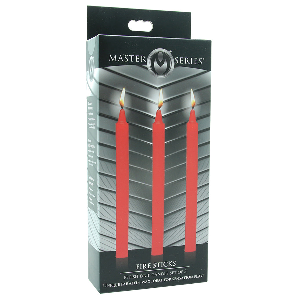 Master Series Fire Sticks: Seductive Red Drip Candles - Set of 3 for Intimate Encounters