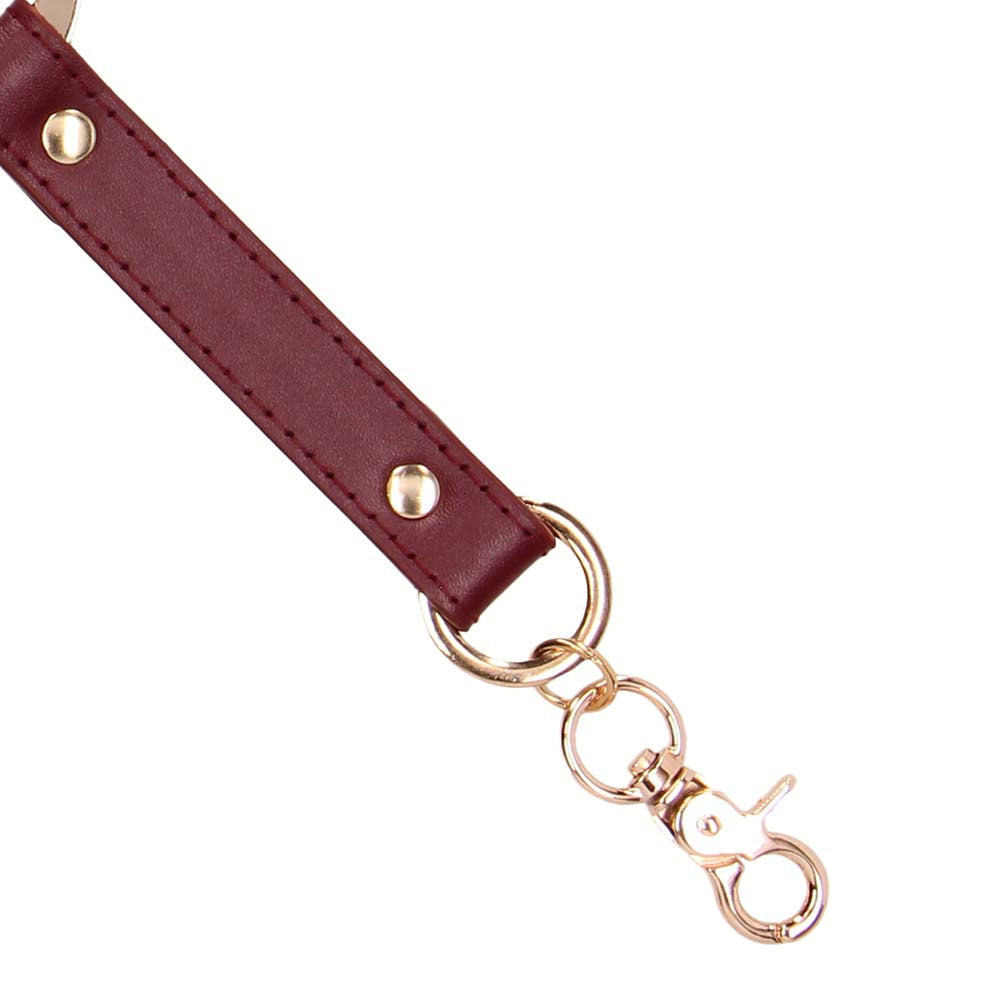 Ouch! Halo Hogtie Connector | Burgundy Vegan Leather Restraint for Elevated Play