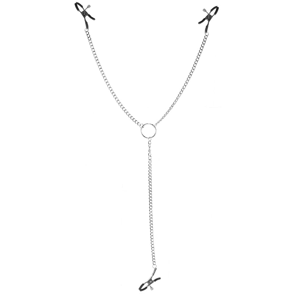 Lux Fetish Adjustable Nipple & Clit Clamps with Versatile Chain – Precision Play