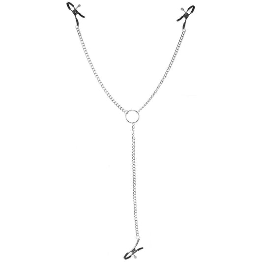 Lux Fetish Adjustable Nipple & Clit Clamps with Versatile Chain – Precision Play