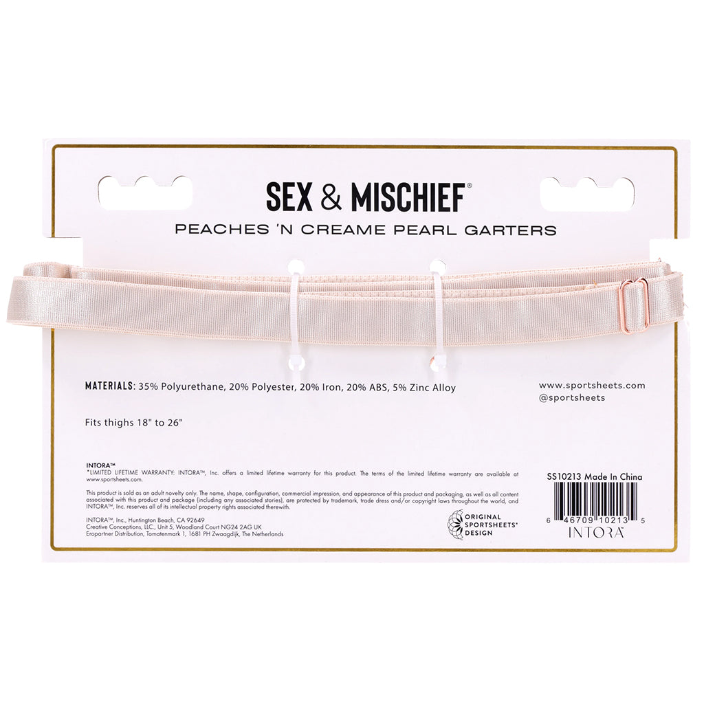 S&M Peaches 'n CreaMe Pearl Garters | Luxury Adjustable Thigh Straps