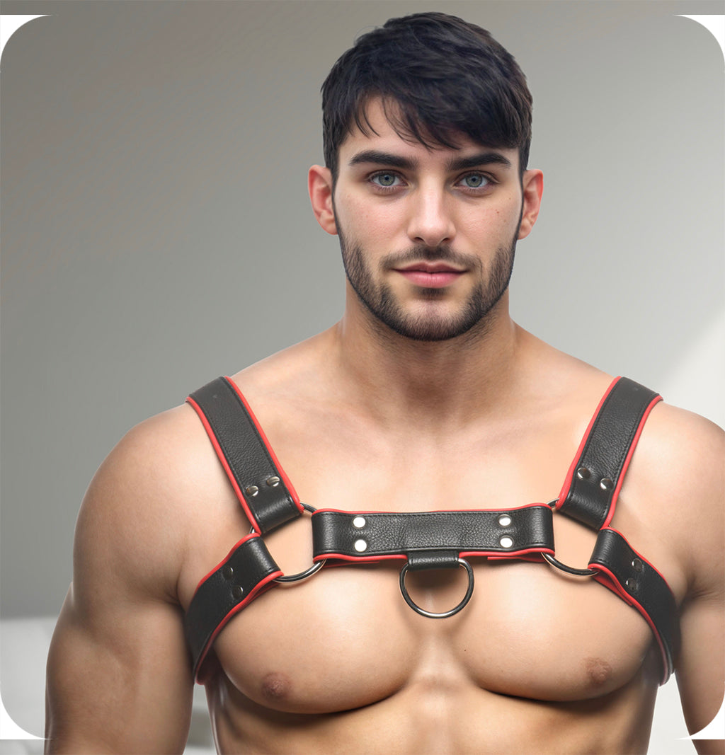 Strict Leather English Bulldog Harness: Master Your Style - Premium Red & Black Bondage