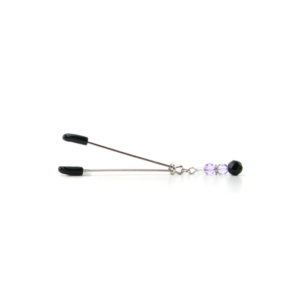 Spartacus | Opulent Adjustable Clit & Nipple Clamp with Purple & Black Beads