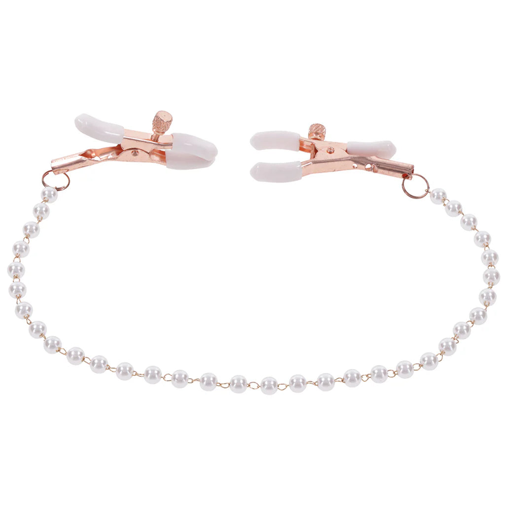 Peaches 'n CreaMe Pearl Nipple Clamps | Rose Gold & Bust-Skimming Luxury
