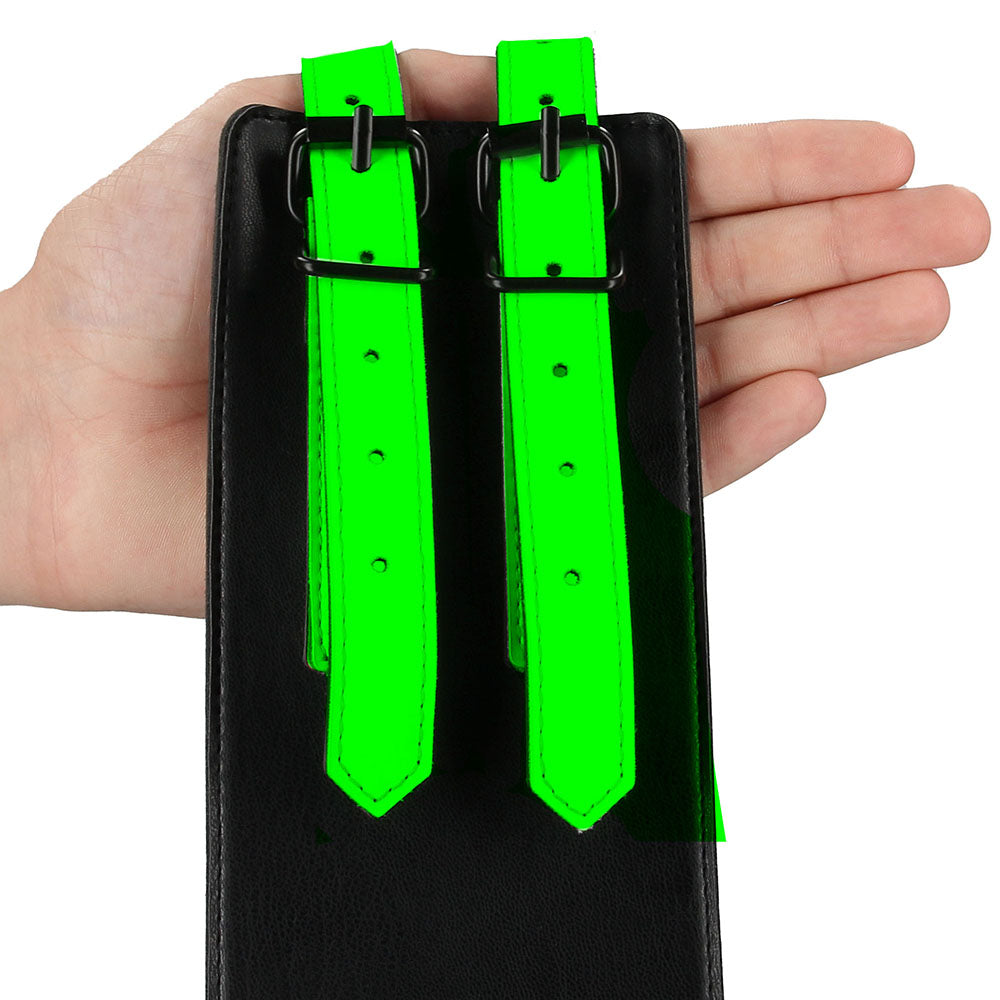 Ouch! Glow Bondage Belt: Luxurious Vegan Leather Restraint Set with Thigh & Wrist Cuffs (L-XL)