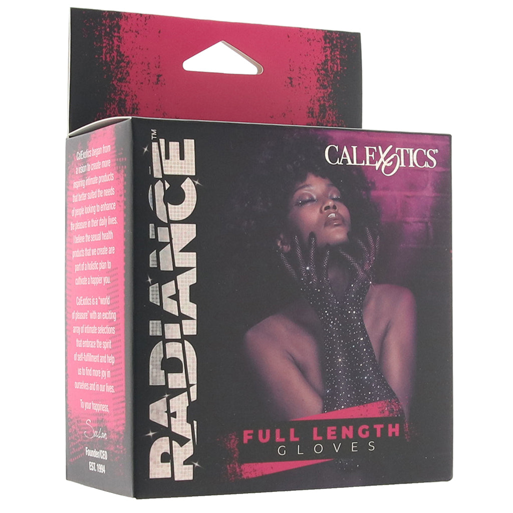 Embrace Allure: Radiance Full Length Black Net & Rhinestone Gloves