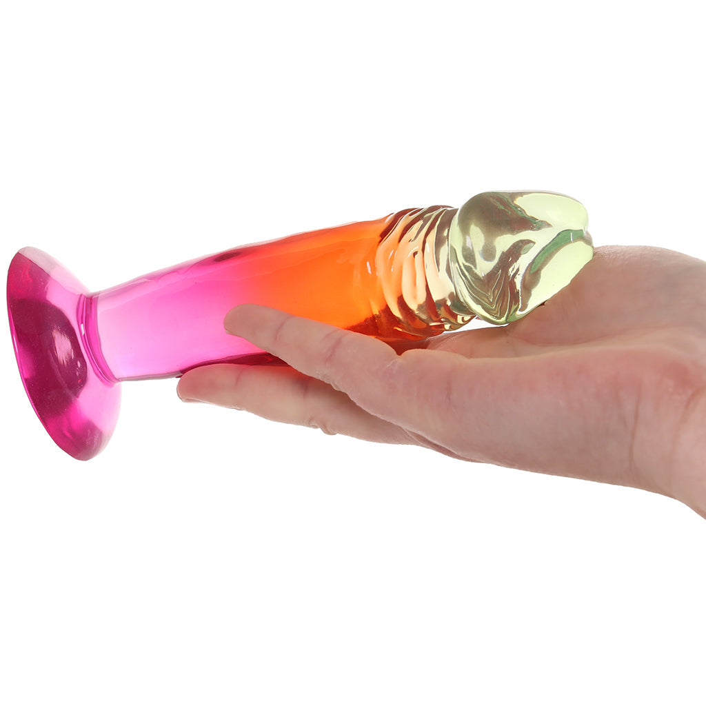 Crystal Jellies 6.5 Inch Classic Dildo in Rainbow