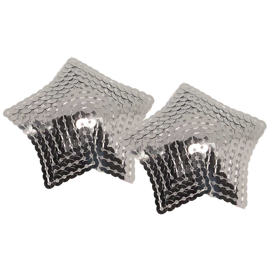 Nipple Couture Silver Sequin Star Covers: Dazzling Reusable Pasties