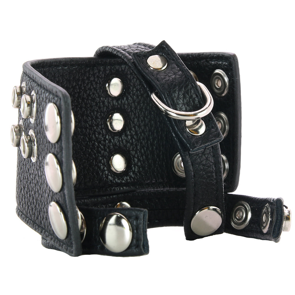 Blueline Men's Elite Faux Leather Cock Ring with 2-Inch Ball Stretcher & Weight