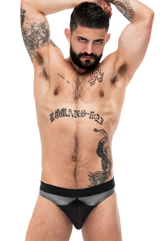 Male Power Iron Clad Men's Bikini | Seductive Rubber-Like & Mesh Design