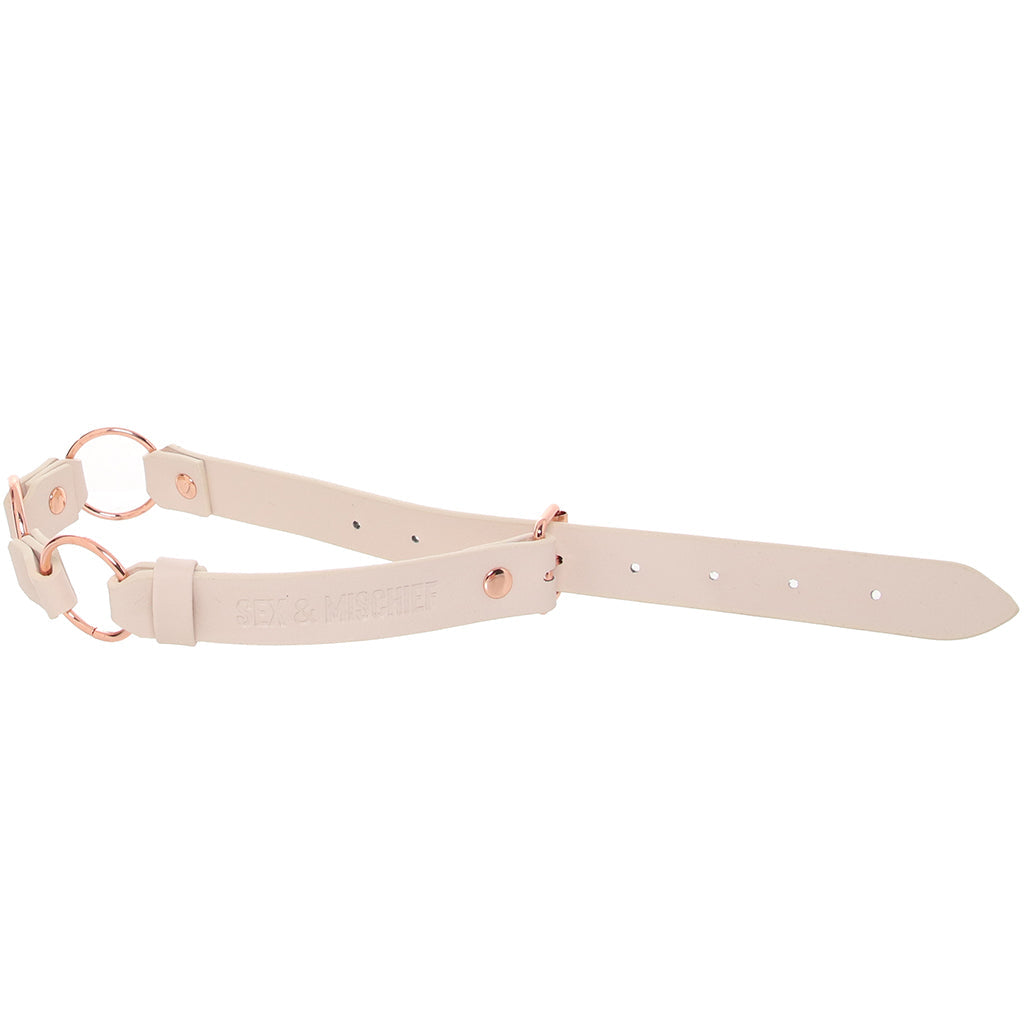 Sex & Mischief Peaches 'n CreaMe Day Collar | Rose Gold Rings, Faux Leather Fetish Fashion