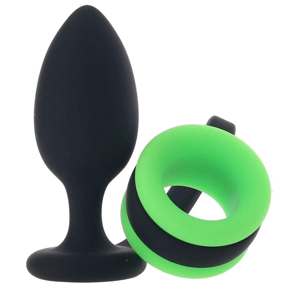 Ouch! Luminescent Pleasure: Glow-in-the-Dark Dual-Action Butt Plug with Cock Ring