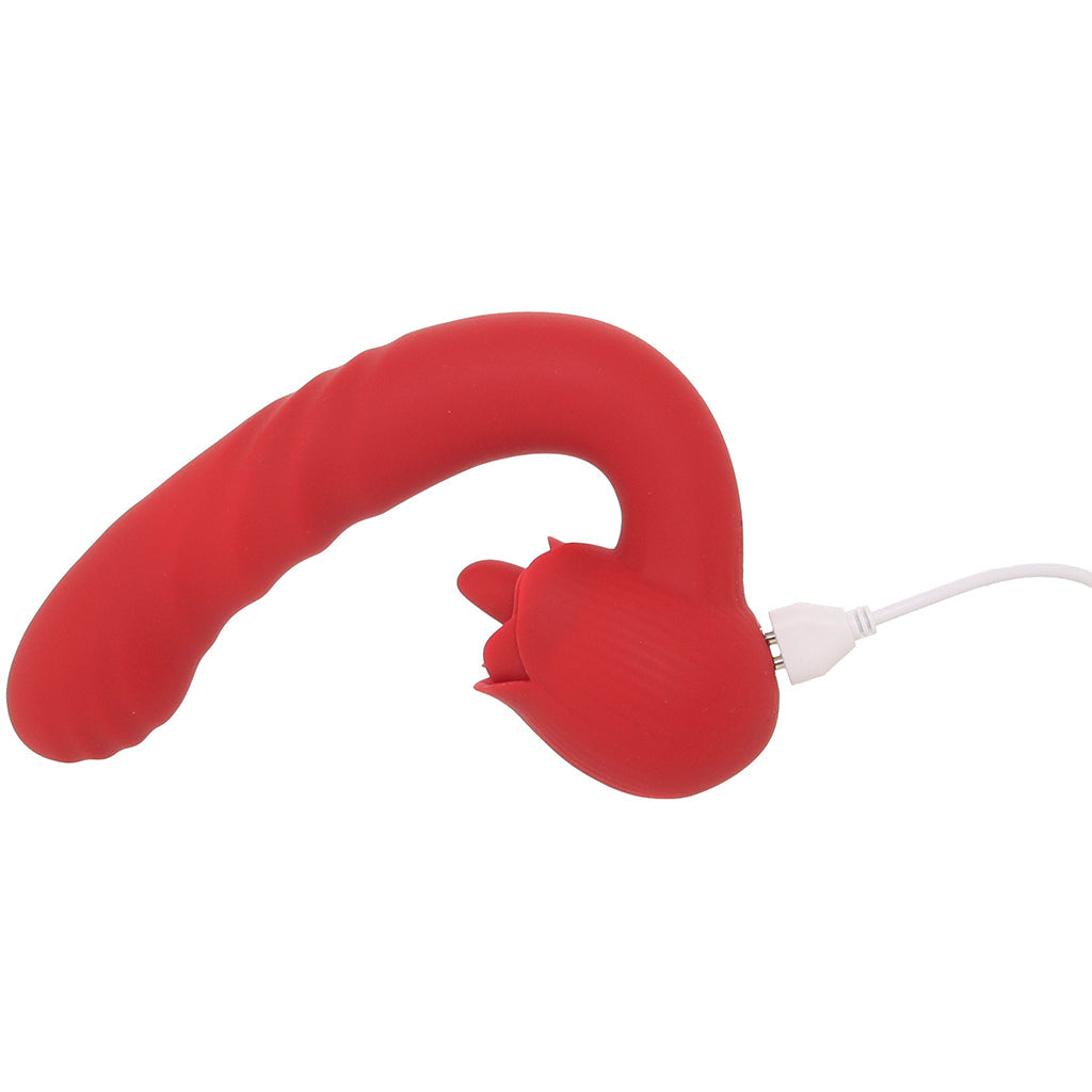 XR Brands Bloomgasm Boom Bloom Thrusting & Licking Rose Vibe - Vibrators - HoneyHugs Canada (View 8)
