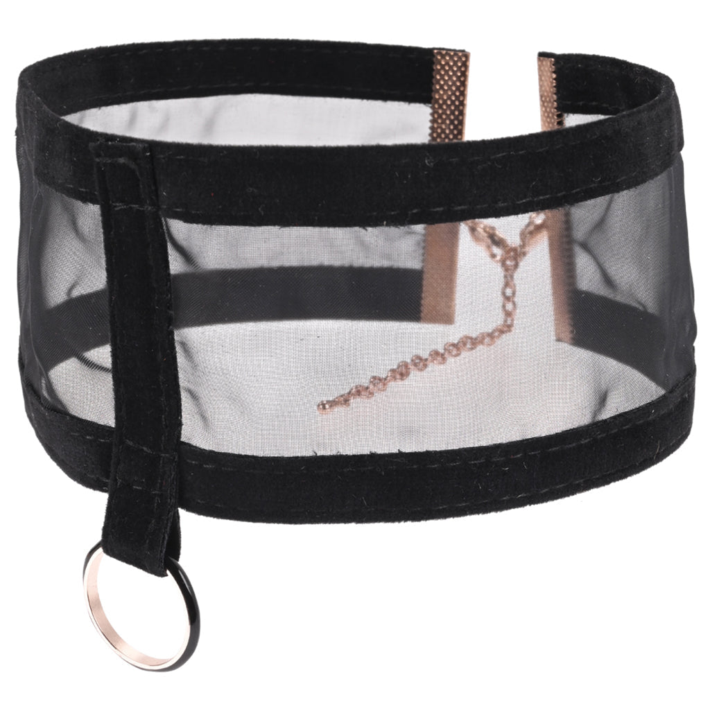 Sex & Mischief Sheer Day Collar | Rose Gold & Jet Black Mesh Statement