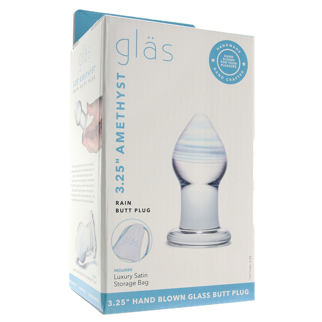 gläs Amethyst Rain Butt Plug | Luxury Hand-Blown Glass for Exquisite Anal Pleasure