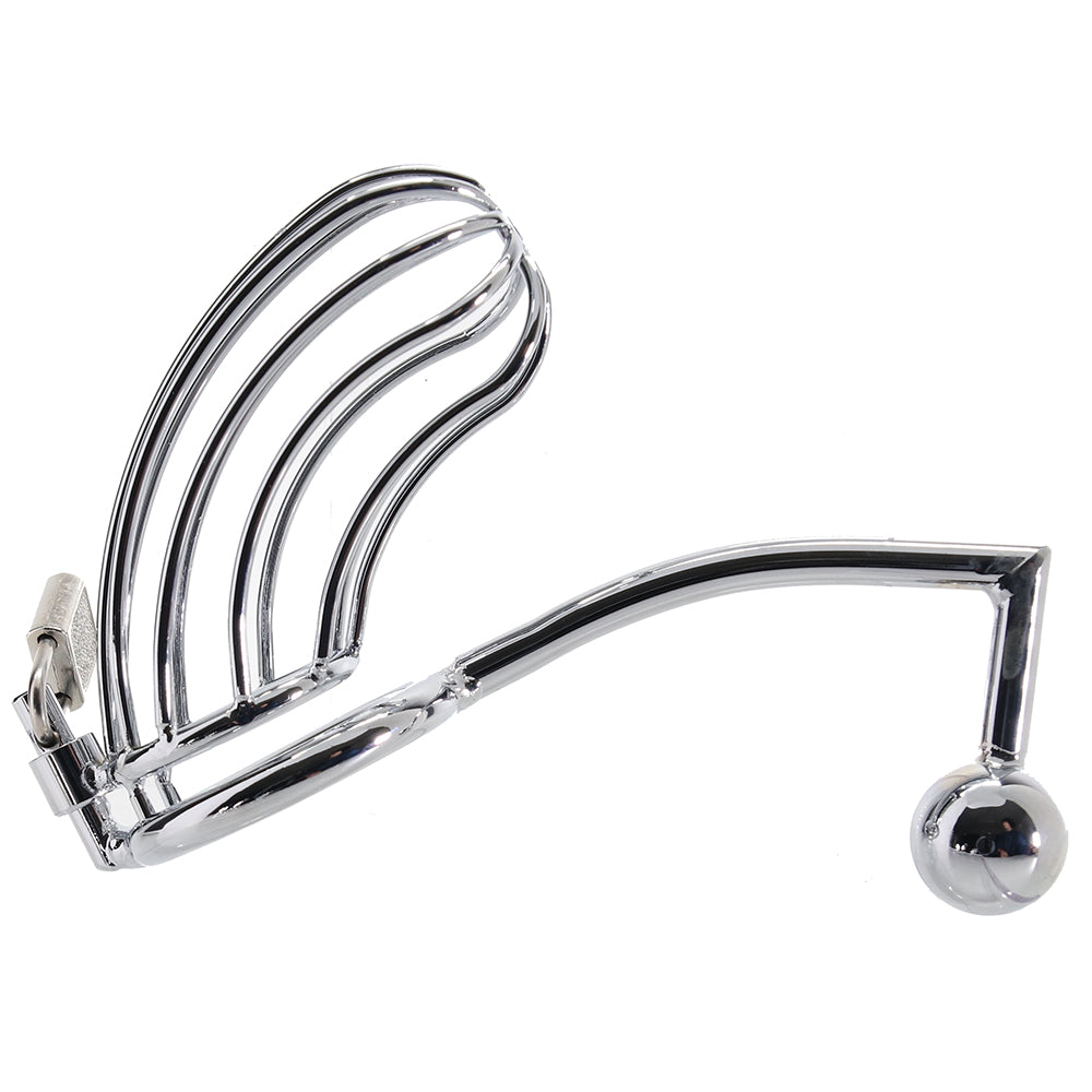The Blue Line Domination Cage: Stainless Steel Cock Lock & Anal Stimulator for Unyielding Control