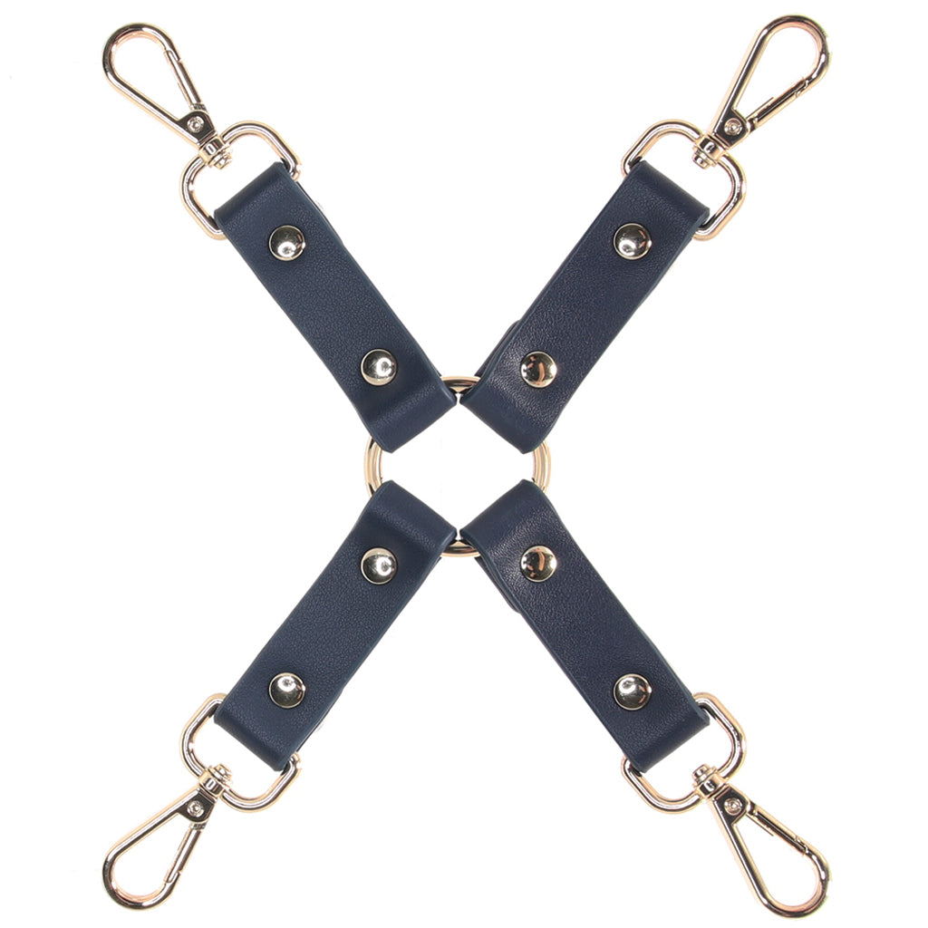 Bondage Couture Blue Hogtie: Exquisite Vegan Leather Restraint for Elevated Kink