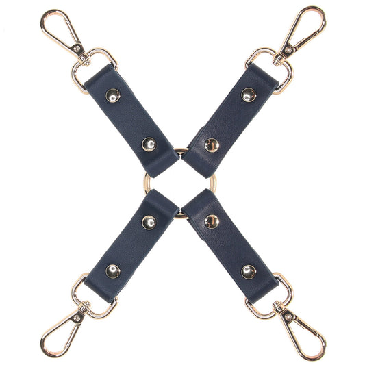 Bondage Couture Blue Hogtie: Exquisite Vegan Leather Restraint for Elevated Kink