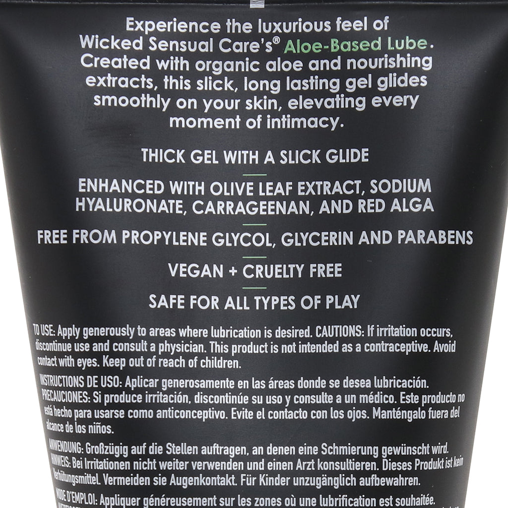 Wicked Sensual Care: Luxurious Organic Aloe Vera Water-Based Lube | Hydrating & Hypoallergenic | 4oz