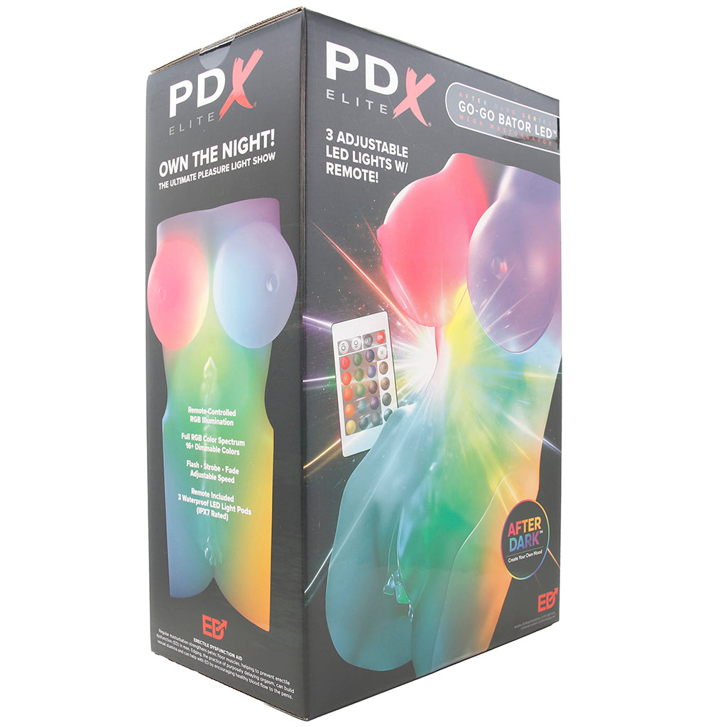PDX Elite Go-Go Bator LED Mega Masturbator in Frosted