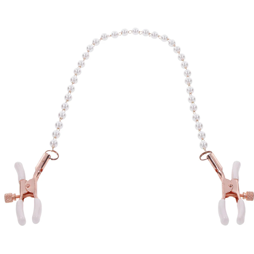 Peaches 'n CreaMe Pearl Nipple Clamps | Rose Gold & Bust-Skimming Luxury
